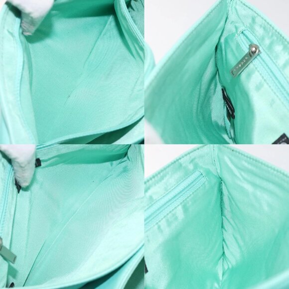 CHANEL Chain Choco Bar Shoulder Bag Lamb Skin Light Blue Silver CC Auth 126604 - Picture 13 of 15